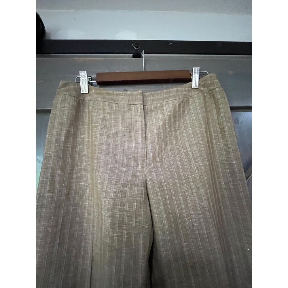 Lafayette 148‎ Tan Wool Linen Pants Trousers Size 10P Minimalist Academia - Picture 3 of 8